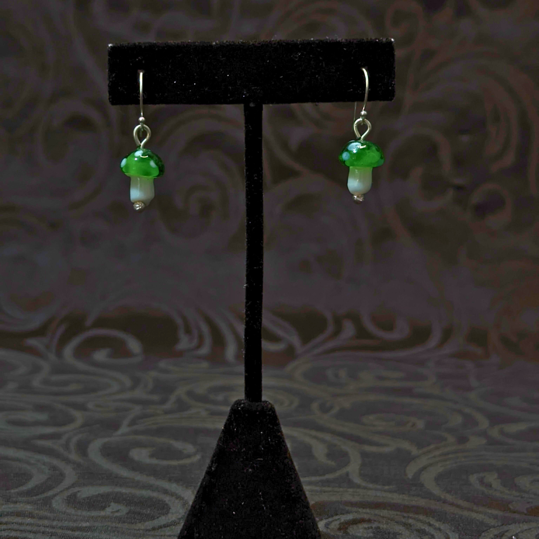 Green Toadstool Earrings