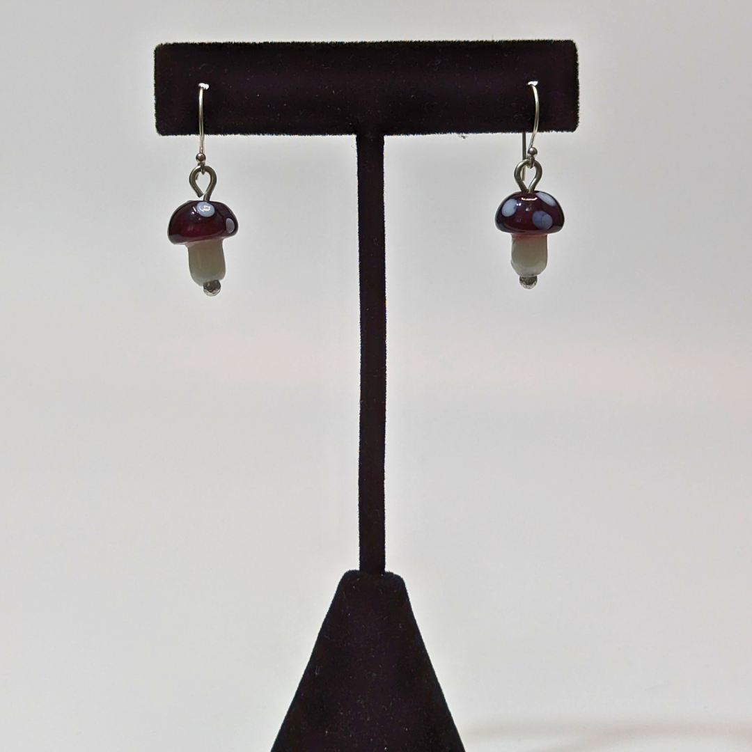 Purple Toadstool Earrings