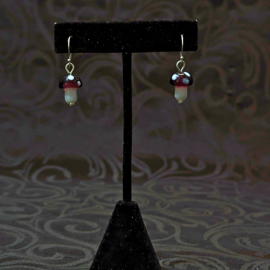 Purple Toadstool Earrings