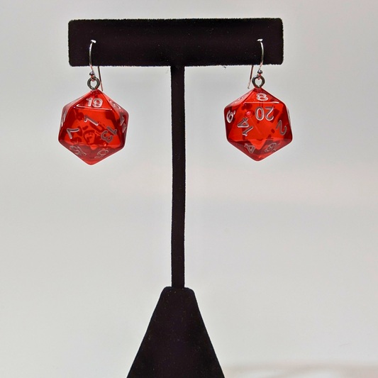 Red D20 Earrings